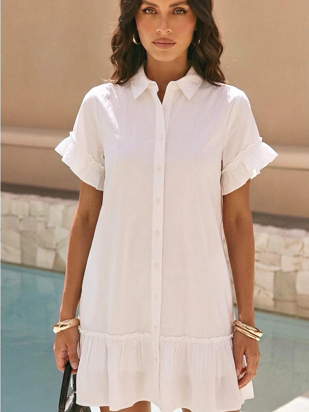 J.CREW Amelia Shirt-dress in Cotton Poplin White Mini Dress XL
